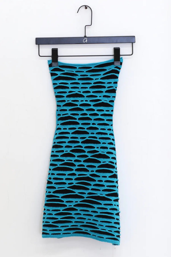 RUI animal print tube top dress RSS24KN04 blue & black